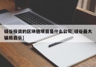 硅谷投资的区块链项目是什么公司[硅谷最大骗局启示]