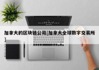 加拿大的区块链公司[加拿大全球数字交易所]